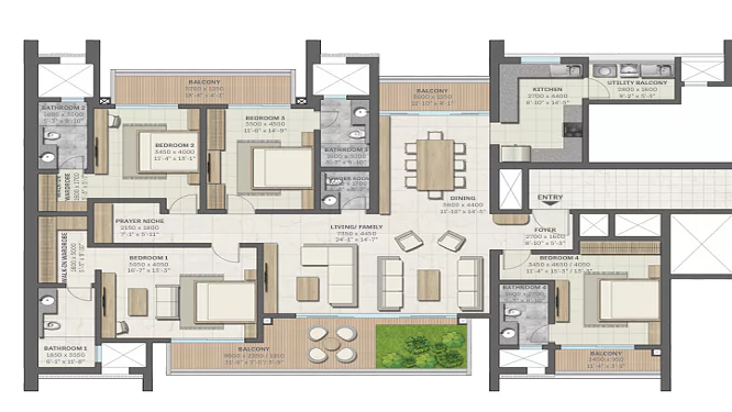 ROF Pravasa 4BHK Floor Plan